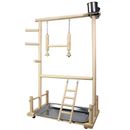 Parrots Playground,Natural Wooden Parrot Perch Gym Play Stand Parakeet w