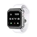 SKYB Gunmetal Gray Rhodium Plated Bronze Deco Halo Jewelry-Style Apple Watch Case with Black Spinel- Medium (Fits 40mm Series 4/5 iWatch)