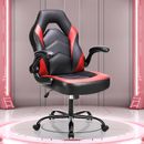 Office Desk Leather Gaming Computer Chair with Adjustable Swivel,Teens - Red