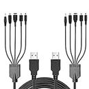 5 in 1 USB Charger Cable for Nintendo DS Lite/ Wii U/New 3DS (XL/LL),3DS (XL/LL),2DS,DSi (XL/LL),NDS/GBA SP(Gameboy Advance SP)/PSP 1000 2000 3000 (2-Pack)