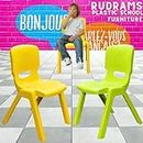 RUDRAMS Big Kids Chair for 4 to 10 Years || Strong Plastic Chair for Kids || Nursery School Kids Chair || Chairs for Kids Sustain Upto 150 kg (2, Yellow & A.Green)