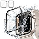[2 Pezzi]Trasparente Cover per Apple Watch SE/Series 6 / Series 5 / Series 4 40mm con Vetro Temperato,Copertura Completa Custodia Rigida HD Clear Pellicola Protettiva (40mm)