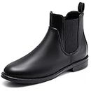 Women's Boots Zip up Chelsea Ankle Booties Side Elastic Low Heel Fashion Casual Boots Black-A Size 9