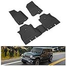 KIWI MASTER Floor Mats Compatible for 2018-2023 Jeep Wrangler JL 4-Door Accessories Floor Liners TPE All Weather Slush Custom Fit Mat Front and Rear 2 Row Black OEM 82215203AE