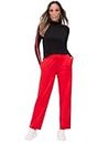 New York & Company Women's Pintuck Straight-Leg Pants, Red Lacquer, Medium