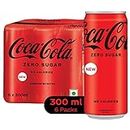 Coca-Cola Coke Zero Sugar Cold drink | Soft Drink with No Calories | Zero Sugar Drink | Recyclable Can, 300 ml (Pack of 6)