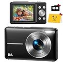 Digital Camera, FHD 1080P Digital Camera for Kids with 32GB SD Card Compact Point and Shoot Camera 16X Zoom Anti Shake Portable Cameras Small Camera for Teens Boys Girls Seniors with Best Wishes Card