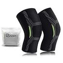 Polygon Knee Support Brace 2 Pack, Knee Compression Sleeve for Running, Arthritis, ACL, Meniscus Tear, Sports, Joint Pain Relief and Injury Recovery (Large)