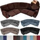 Fundas de sofá reclinable seccional elásticas de terciopelo para sofá reclinable de esquina de 5 plazas
