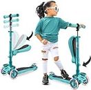 14 Wheeled Scooter for Kids - Stand & Cruise Child/Toddlers Toy Folding Kick Scooters w/Adjustable Height, Anti-Slip Deck, Flashing Wheel Lights, for Boys/Girls 2-12 Year Old - Hurtle