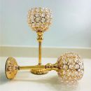 Set of 2 Tall Crystal Gold Candle Holders for Pillar Candles