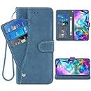 ELISORLI Compatible avec LG G8X ThinQ V50S Thin Q Wallet Case Dragonne Cuir Flip Card Holder Holder Cell Accessories Folio Wallet Phone Cover for LGG8XThinQ GX8 8X Women Men Blue