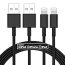 2pack 10ft iPhone Charger, [Apple MFi Certified] Long iPhone Charger Cord 10 ft, Apple Lightning to USB Cable, 10 Foot Fast Charging Cords for iPhone Charger 14/13/12/11/13 Pro/13 Max/X/XS/XR, Black