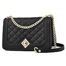 Myhozee Quilted Crossbody Bags for Women, Small Crossbody Purses Chain Shoulder Bag for Womens Black