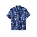 Men's Big & Tall Short-Sleeve Linen Shirt by KingSize in Royal Blue Floral (Size 6XL)