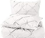 3 Pc Rajai Cover, Quilt Cover, Blanket Cover Set - Pinch Pleated Duvet Cover with Zipper Closure - 400 Thread Count 100% Egyptian Cotton, White Solid- King Size