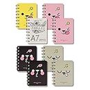 FBBULES A7 Mini Spiral Notebook 8 Stück Notizblöcke Tragbare Pocket Memo Pads Mit Niedlichen Cartoon Pattern Scratch Pads 160 Seiten / 80 Blätter Liniertes Papier 8x10.5cm/3.14x4.13inch