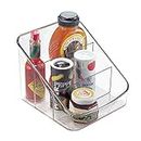 iDesign Caja transparente con 3 compartimentos, organizador de cocina grande de plástico, caja organizadora para especias o alimentos envasados, transparente