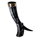 Viking By Heart, Ox Horn Authentic 33+ cm Long, Vikings Drinking Horn with Brass Rim and Horn Stand | 11+ OZ Approximate Capacity | Unique Beer Gifts for Men, Women