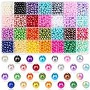 Pearl Beads for Jewelry Making, Cludoo 2000PCS 28 Colors 6mm Round Pearl Beads with Gradient Color Multicolored Loose Spacer Beads with Hole for DIY Craft Bracelet Necklace Earrings Jewelry Making