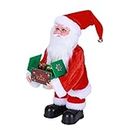 Christmas Shaking Santa Toy Electric Musical Santa Figurine Singing Sway Santa Claus Doll Opening Lighted Gift Box Santa Ornament Xmas Funny Decoration for Table Fireplace