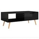 vidaXL Elegant High Gloss Black Coffee Table - Engineered Wood Living Room Furniture with Ample Space