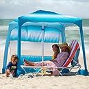 AMMSUN Beach Cabana, 6.2'×6.2' Beach Canopy, Easy Set up and Take Down, Cool Cabana Beach Tent with Sand Pockets, Instant Sun Shelter with Privacy Sunwall, Sky Blue