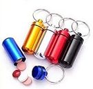Tool Gadget 5Pcs Outdoor Hiking Camping Aluminum Keychain Round Pill Bottle, Travel Portable Pill Box Keyring Tablet Box Container for Home Storage & Organization