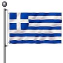 Greece Flag 3x5 Ft - Large Greek Flag with Brass Grommets Party Festival Celebration Sport Activities Garden Home Remembrance Day Decoration - Greek National Flag Double Stitched Polyester Vivid Color