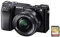 Sony Alpha ILCE 6100L 24.2 MP Mirrorless Digital SLR Camera with 16-50 mm Power Zoom Lens & SanDisk Extreme SD UHS I 64GB Card for 4K Video for DSLR and Mirrorless Cameras 170MB/s Read & 80MB/s Write
