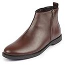 FAUSTO FST KI-103 BROWN-42 Men's Brown High Ankle Zipper Closure Fashion Trend Classic Work Boots (8 UK)
