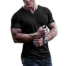 Hommes Chemises athlétiques de Musculation T-Shirts Musculaire à séchage Rapide Haut d'entraînement Gymnastique Noir XL
