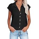 Linen Tops for Women Summer Button Down Shirts 2024 Trendy Work Shirt Tees Casual Short Sleeve Loose T-Shirts Chemises En Lin Pour Femmes Warehouse Clearance of Sale
