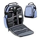USA Gear Portable Camera Backpack for DSLR with Customizable Accessory Dividers, Weather Resistant Bottom and Comfortable Back Support - Compatible with Canon, Nikon, Sony, Fujifilm, and More (Blue)