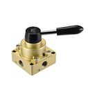 Rotary Lever Hand Valve,HV-03 3/8"G Female 3 Position 4 Ways Air Flow Control - Gold Tone,Black