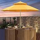 JLXJ Sonnenschirm 2,7 M / 9 Fuß Patio Tischschirm, Großer Garten Sunbrella mit Stahl Doppelrippen und Belüftung, für Rasen/Pool/Strand/Markt (Color : Yellow)