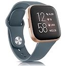 Tobfit Silicone Band for Fitbit Versa 2 Fitness Tracker, Soft Quick-Release Sport Strap for Fitbit Versa SE Fitness Tracker (Watch Not Included), Wristband with Metal Buckle for Men Women(Blue Grey)