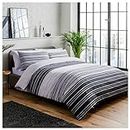 Sleepdown Parure de lit avec Housse de Couette et taie d'oreiller à Rayures texturées Noir/Gris Full