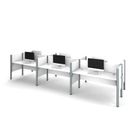 Bestar Pro-Biz Six-Straight Desk Workstation w/ 6 Privacy Panels Benching Desks, Wood in White | 43 H x 182.3 W x 56.1 D in | Wayfair 100873C-17