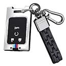SANRILY Luminous 4 Button Key Fob Cover Case Fit for Cadillac STS DTS 2008-2011 CTS 2008-2013 Keyless with Keychain Silver