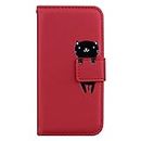 CrazyLemon Cute Case for iPhone 7 / iPhone 8, Creative Cartoon Cat Animal Pattern Colorful Special Design Magnetic Flip Soft PU Leather Shockproof Wallet Phone Case Cover with Card Slots - Red