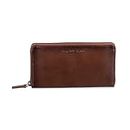 BROWN BEAR Vintage Leoni Classic Zip Around Ladies Wallet with External Zip Pocket - Pure Nappa Leather German Branded, RFID Blocking