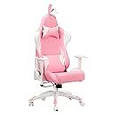 WMYDYBD Pink Gaming Chair PU Leather high Back Ergonomic Racing Desk Computer Chair with Waist Support, Bunny Ears