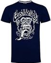 Gas Monkey Garage Camiseta para hombre con diseño de mono desgastado, color azul marino, azul, S