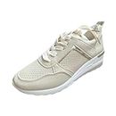 Cordones de Zapatos 2024 Sneakers for Women Running Shoes Lace Up Wedge Sports Shoes Thick Sole Sloping Heel Walking Tennis Shoes Comfort Beige 35