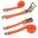 SBC Ratchet TIE Down Strap Flat Hook 1 PAC 27'X2 Pack Loop for SECURING ATU, UTU, Motorcycle Scooter, Dirtbike, Lawn & Garden Equipment (Design NO #5 Pack for 2 PCS)