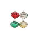 Home4U Glass Claire Small Christmas Ornaments Set of 4 (Dia-3 H-3.5 in_Multicolor)