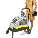 BingoPaw Dog Cat Travel Stroller: 4 Oversized Wheels Heavy Duty Pet Pram Doggy Pushchair with Brakes for Small Medium Dogs and Cat with Adjustable Handle Loads Up to 20KG M