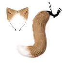 UPWalker Faux Fur Squirrel Ears and Tail Cute Fox Costume for Cosplay Party Khaki