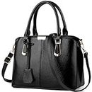 Dayfine Top Handle Handbags for Women PU Leather Satchel Handbag Tote Bags Purse Ladies Briefcase Shoulder Bag Crossbody Bag-Black